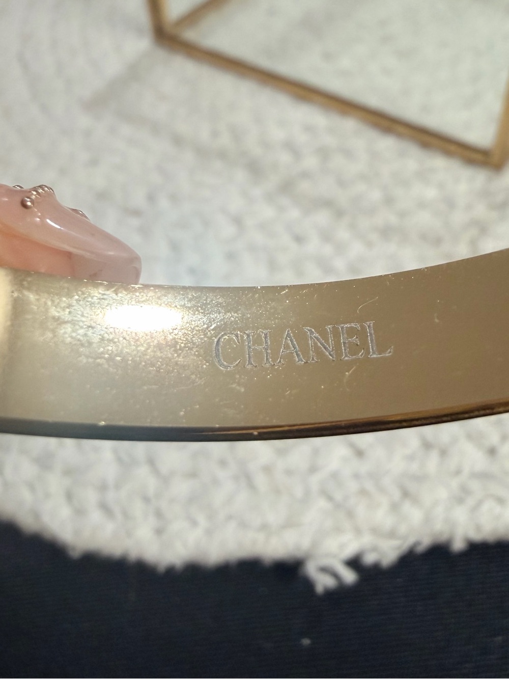 Gold-Tone | NEW Stainless Steel Logo Crystal Accent Bangle - Picture 9 of 11